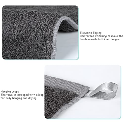 Yoofoss Luxury Washcloths Towel Set 10 Pack Baby Wash Cloth for Bathroom-Hotel-Spa-Kitchen Multi-Purpose Fingertip Towels & Face Cloths - White+Grey