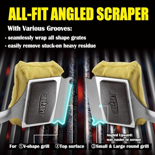 GRILLART Grill Brush Bristle Free, Replaceable BBQ Cleaning Head (No Handle), Safe Replacement Cleaning Pad for Cast Iron/Stainless-Steel Grates - Black