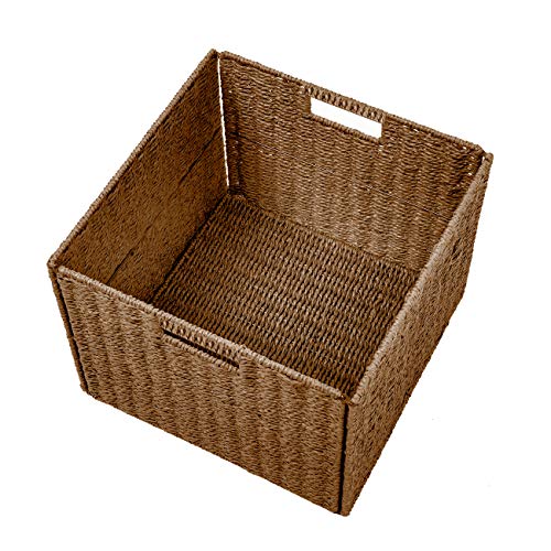 Trademark Innovation Foldable Storage Brown Basket with Iron Wire Frame