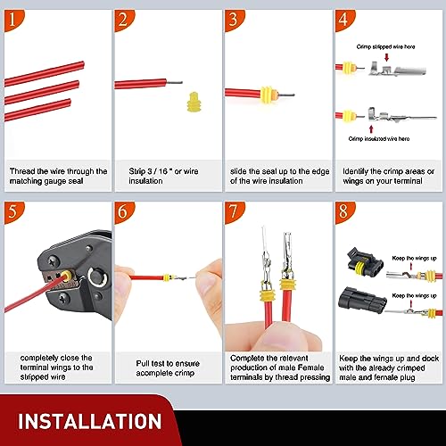 Nilight 622PCS 1 2 3 4 5 6 Pin Electrical Connector ‎Plug Male Female Terminal Wire Connector Waterproof Quick Connect Set for Car Truck Motorcycle Marine Boat 43 Sets