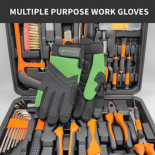 MSUPSAV Gardening Gloves for Gardening,Synthetic Leather Garden Gloves,Work Gloves with Touch Screen,Gardening Gifts for Women,Purple, Medium