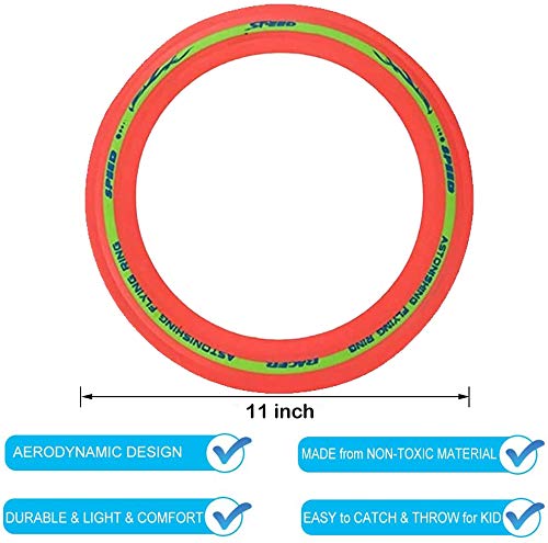 Flying Aero Discs, 6 Pack Sports Outdoor Pro Flyer Rings | Plastic Toy Ultimate Glider Toss Game for Kids and Adults (11 inches)