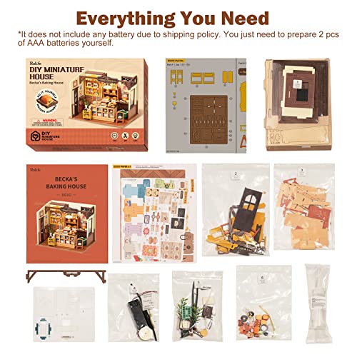 Rolife DIY Miniature Dollhouse Kit 1/24 Scale Candy House with LED Room Making Kit Craft Hobby Kit Gifts for Boys Girls