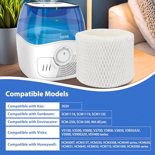 Extolife 2 Pack WF2 Replacement Humidifier Filter for Vicks for Kaz WF2 Humidifier V3100, V3500, V3500N, V3600, V3700, V3800, V3850, V3850JUV, V3900, V3900JUV, VEV320, 3020, ECM-250i, ECM-500, WA-8D