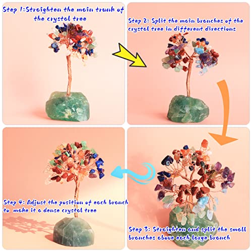 7 Chakra Healing Crystal Tree Natural Gemstone Crystals Stone Base Copper Wire Tree Life Money Trees for Home Office Desk Room Bookshelf Decor Reiki Spiritual Energy for Womem Men