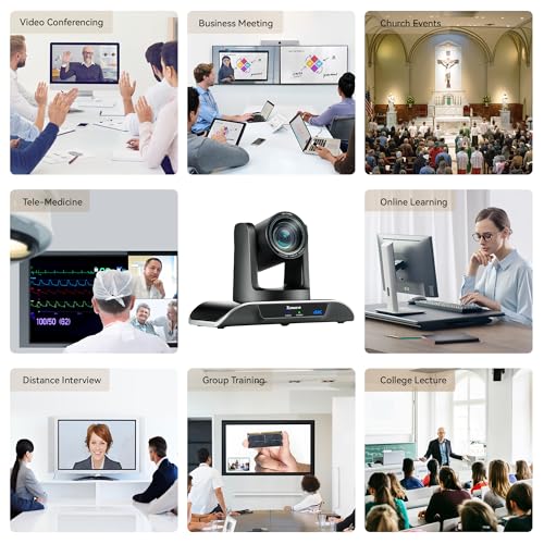 Tenveo UHD 4K PTZ Conference Room Camera 12X Optical Zoom USB3.0/HDMI Wide View Angle, 4K PTZ Camera for Video Conference Church Services Worship Events,Skype/Zoom/OBS/YouTube Live Streaming