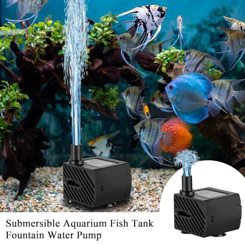 pamaner Submersible Pump, Small Fountain Pump with Tubing, Submersible Water Pump for Aquarium Fish Tank Indoor or Outdoor Pond Fountain Hydroponics Statuary (3W 50GPH, No Led Light)