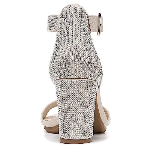 LifeStride Womens Averly Glitz Dress Heeled Sandal, Almond Milk Sparkle, 9 US