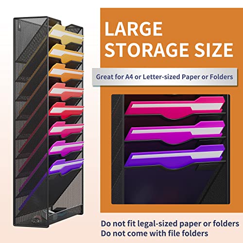 GoldOrcle 10-Tier Hanging Wall File Organizer Wall Mounted File Holder Document Wall Organizer for Office Organization and School Storage (No Assembly Required)