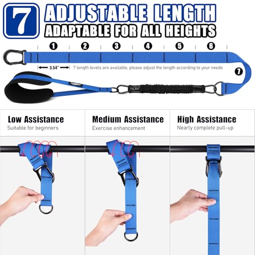 Pull Up Assistance Bands, Heavy Duty Assisted Pull Up Bands for Pull Up Assist, Adjustable Weight/Size with Fabric Feet Mats, Upgrade Pull Up Assist Bands for Strength Training