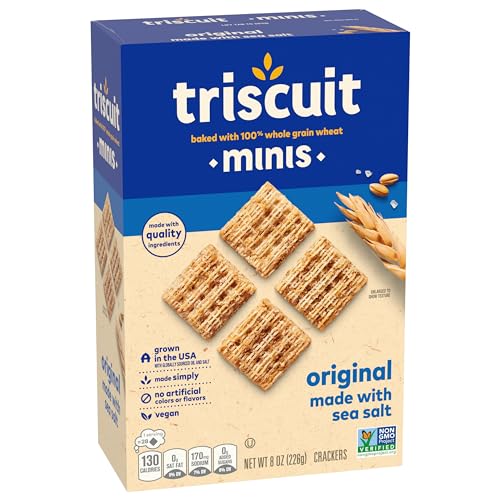 Triscuit Minis Original Whole Grain Wheat Crackers, Vegan Snacks, Bulk Snack Crackers, 6 - 8 oz Boxes