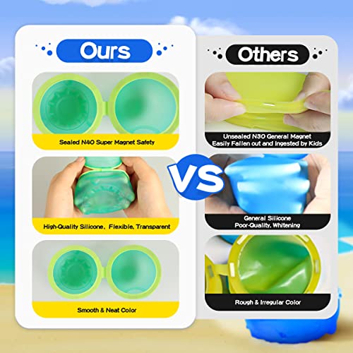 Hiliop Reusable Water Balloons for Kids Adults, Silicone Refillable Water Balloons Self Sealing Water Balloons Quick Fill with Magnetic & Mesh Bag