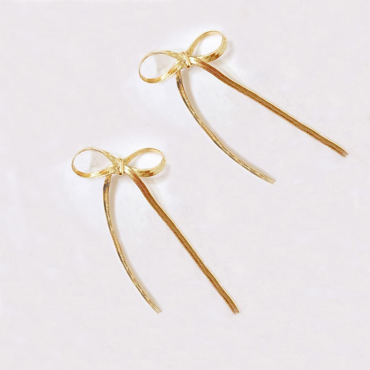 Long Chain Bow Dangle Drop Tassel Earrings for Women Statement Ribbon Fringe Waterfall Dangling Wedding Prom Fashion Jewelry Gift