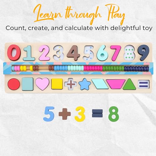 BEKILOLE Wooden Montessori Toys for Kids Toddler Number Puzzles Sorter Counting Shape Stacker Stacking Game Preschool Toys for Boy Girl Learning Education Math Blocks Boy & Girl Gifts and Beyond