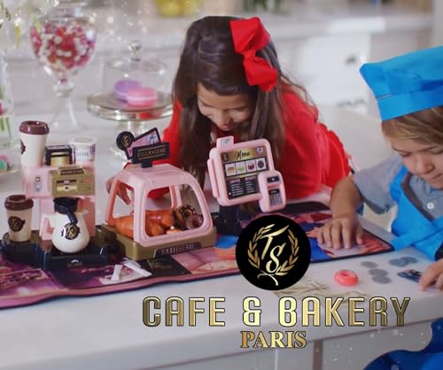 Miraculous Ladybug Cafe Play Set, Pretend Role Play Coffee Machine, Interactive Cash Register with Sound and Light - Toys for Kids with Kitchen Accessories, Bakery, Bills, and Coins
