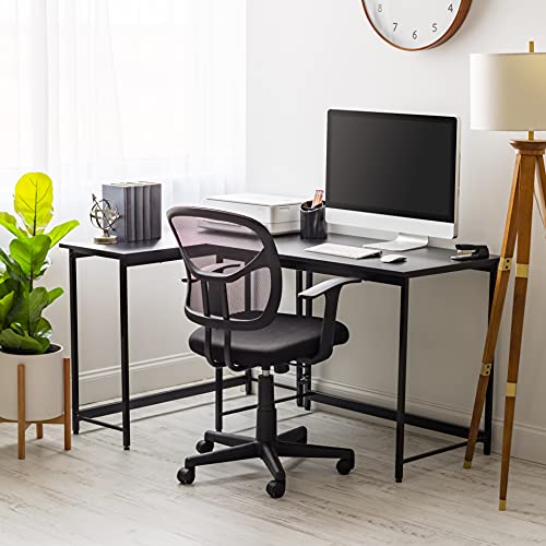 IRIS USA Modern Computer Office Desk Table with Matte Black Steel Frame, Wood