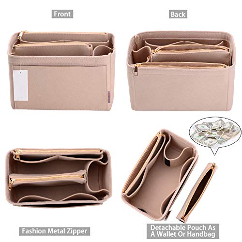 ZTUJO Purse Organizer, Felt Bag Organizer Purse Organizer Insert For Speedy, Neverfull, Graceful, Neverfull,Tote, Handbag,Shaper (Slender Medium, Beige)