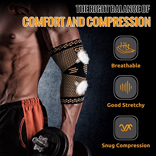 Copper Elbow Sleeve,Elbow Compression Sleeve, Elbow Brace For Tendonitis and Tennis Elbow,Golfers, Arthritis, Bursitis. Elbow Pain Relief,Weightlifting, Fit for Men & Women