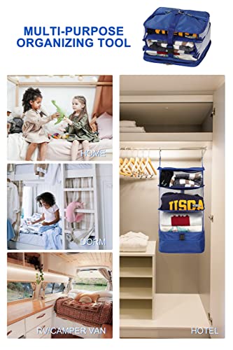 ELEZAY Hanging Packing Cubes Portable Travel Closet Collapsible Compression Clothes Organizer with Built in Shelves for Carry-on Luggage Suitcase Wardrobe Large_11.8 * 11.8 * 24 in, Beige