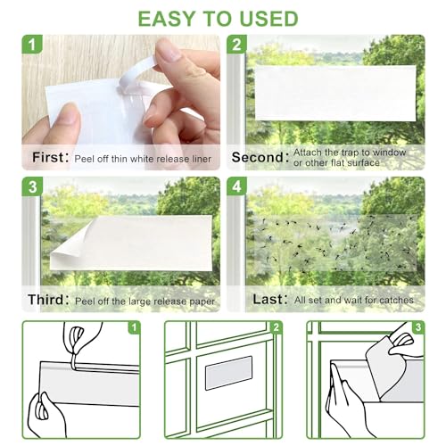 LFSYS 35 XL Pack Window Fly Traps, Fruit Fly Traps for Indoors, Fly Paper Sticky Strips, Fly Traps for Indoors Clear