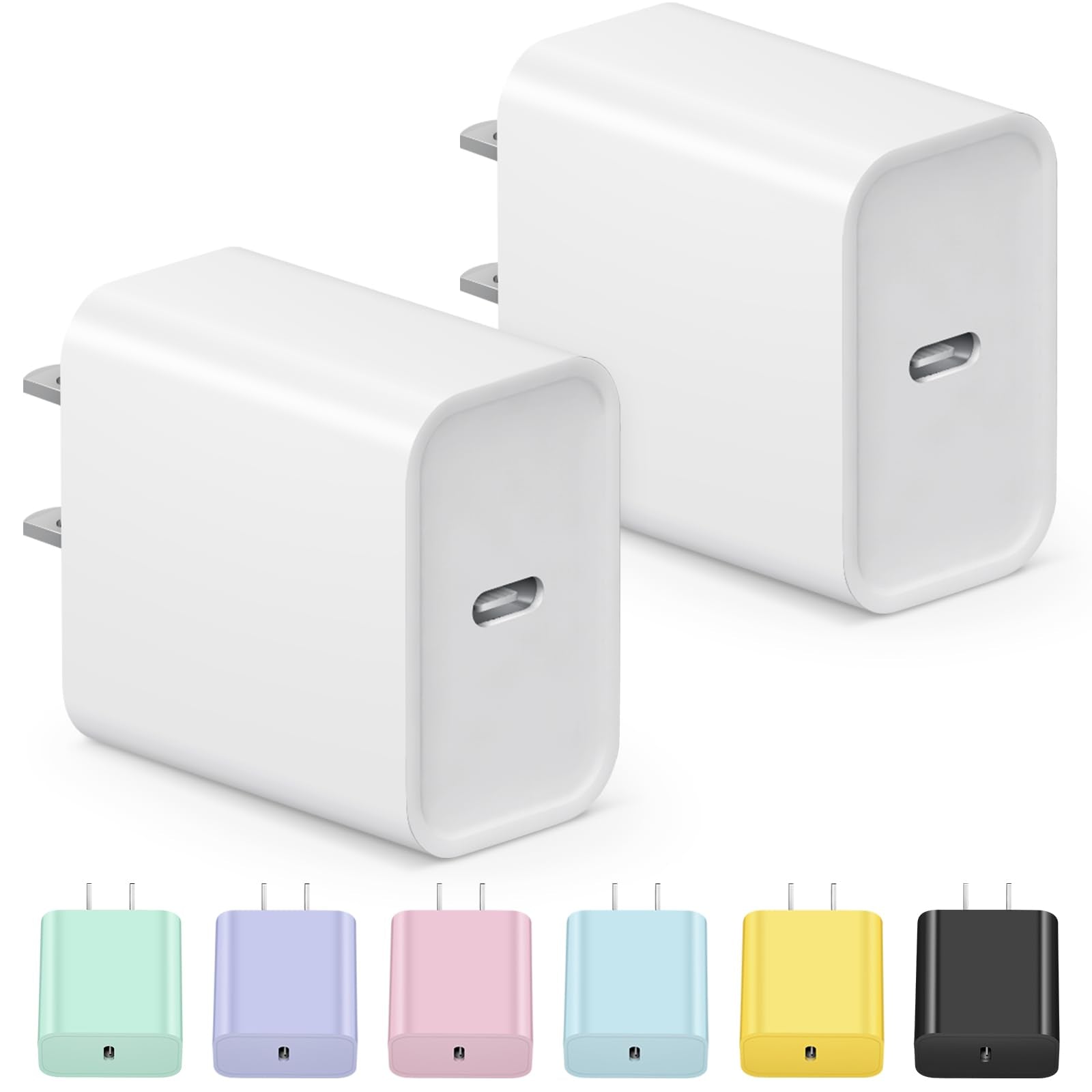 USB C Charger Block iPhone Charger Block Type C Charger 2-Pack for iPhone 16/16 Plus/16 Pro/16 Pro Max/iPhone 15/15 Plus/15 Pro/15 Pro Max/iPhone 14/14 Pro Max/13/13 Mini/12 Pro/12 Pro Max/Samsung