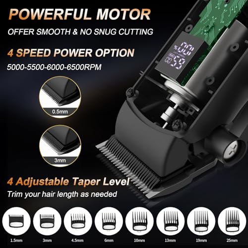 QREEYX Professional Hair Clipper for Men, 3 in 1 Hair Clipper Beard Trimmer and Electric Foil Shaver Set with LED Display, Cordless Grooming Kit for Home, Travel, Barber, Ideal Gift for Him