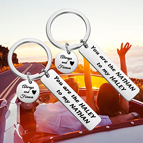 FAADBUK One Tree Hill Inspired Gift Couple Keychain Set You Are The Haley to My Nathan Always And Forever Valentine’s Day Gift for Her (Haley to My Nathan)