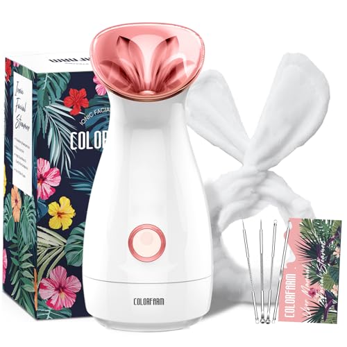 Colorfarm Facial Steamer Nano Ionic: Face Steamer Deep Cleaning Unclogs Pores - Humidifier Hot Mist Home Sauna Spa for Women Men Sinuses Moisturizing