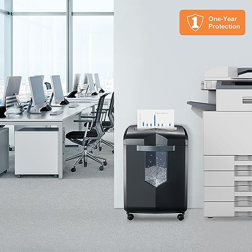 Bonsaii Heavy Duty Paper Shredder, 16-Sheet Micro Cut Shredder for Office, 60-Minute Continuous Running Time Commercial Grade Shredder with 6 Gallon Pullout Basket, P-4 Level High Security (C149-D)