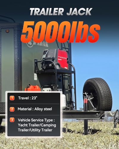 FZZD 5000 lbs A-Frame Trailer Jack, 23" Vertical Travel, Adjustable Drop Leg, for Utility Trailers, Yacht Trailers