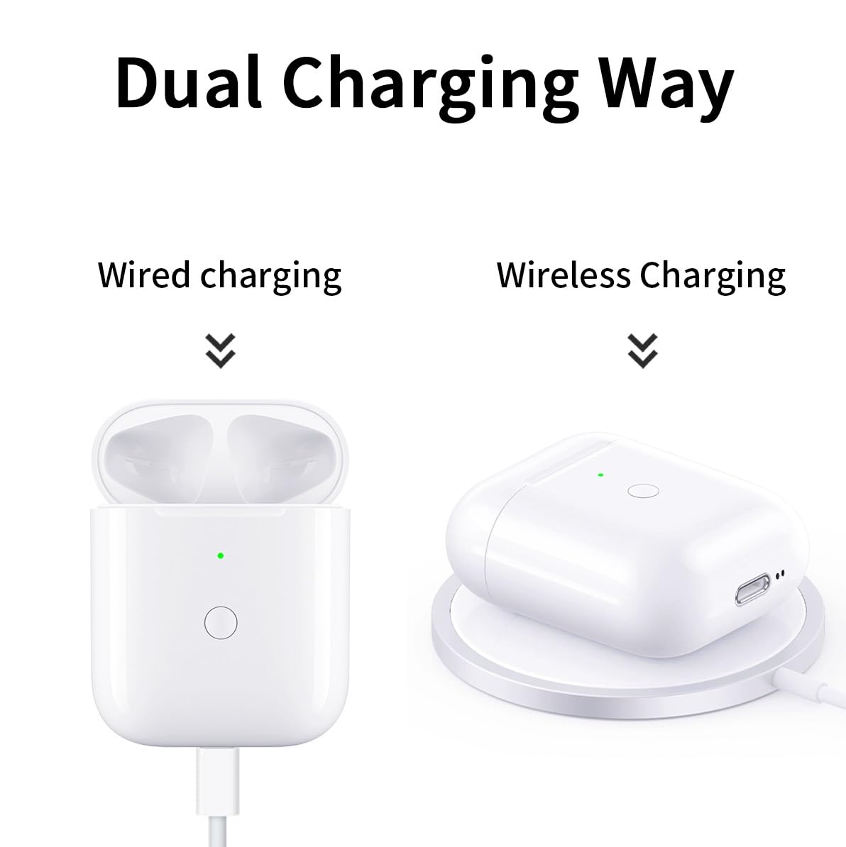 Replacement AirPod Charging Case Compatible with AirPods 1st 2nd Generation Wireless Charging case Bluetooth Pairing Sync Button (No Earbuds)