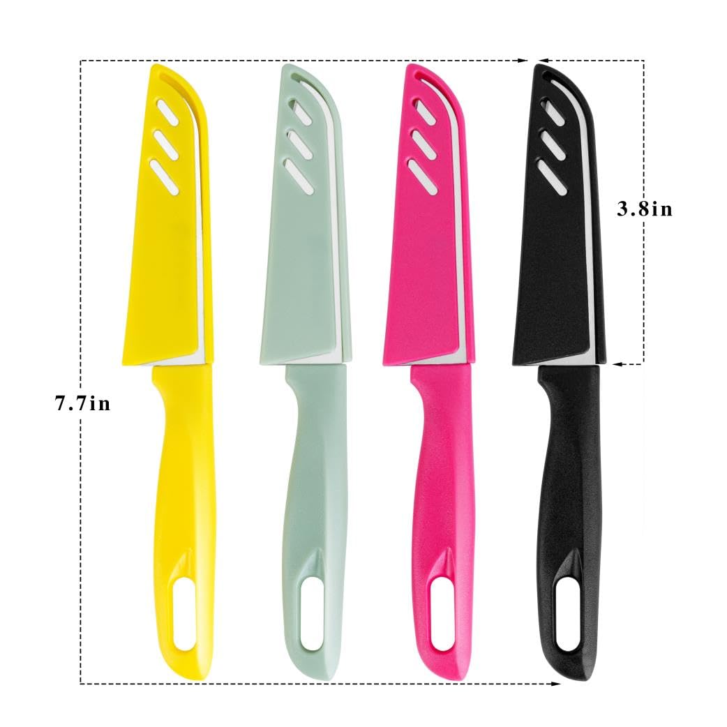 BYkooc 8 pieces Paring Knives (4PCS Peeling Knives and 4PCS Knife Sheath), Ultra Sharp Vegetable and Fruit Knife,German Steel Small Kitchen Knife with PP Plastic Ergonomic Handle