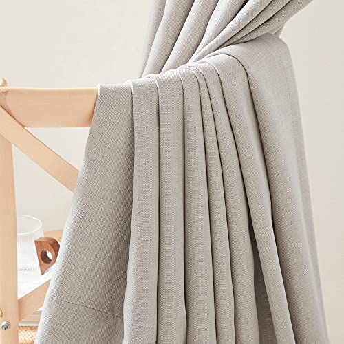 NICETOWN Short Kitchen Curtains 24 inch Length, Dual Rod Pockets & Hook Belt Room Darkening Light Blocking Thermal Curtains Privacy Window Treatments for Cafe, Natural, W26 x L24, 2 Panels