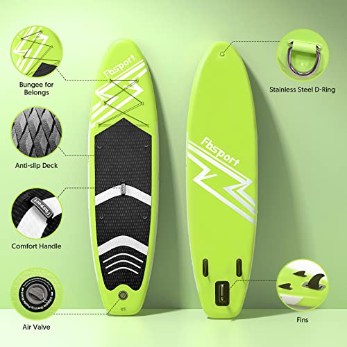 FBSPORT 11' Premium Inflatable Stand Up Paddle Board, Yoga Board with Durable SUP Accessories & Carry Bag | Wide Stance, Surf Control, Non-Slip Deck, Leash, Paddle and Pump for Youth & Adult