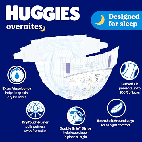 Huggies Overnites Size 6 Overnight Diapers (35+ lbs), 84 Ct (2 Packs of 42), Packaging May Vary