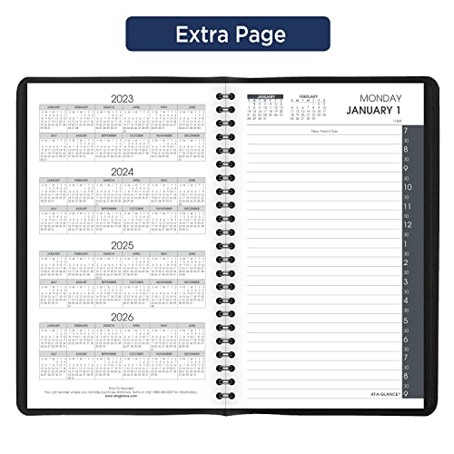 AT-A-GLANCE 2024 Daily Appointment Book Planner, 5" x 8", Small, Black (702070524)