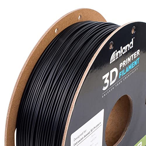 INLAND 2 Pack PLA 3D Printer Filament - 3D Printing PLA Filament Bundle 1.75mm, Dimensional Accuracy +/- 0.03mm - 2kg Cardboard Spool (4.4lbs), Black PLA