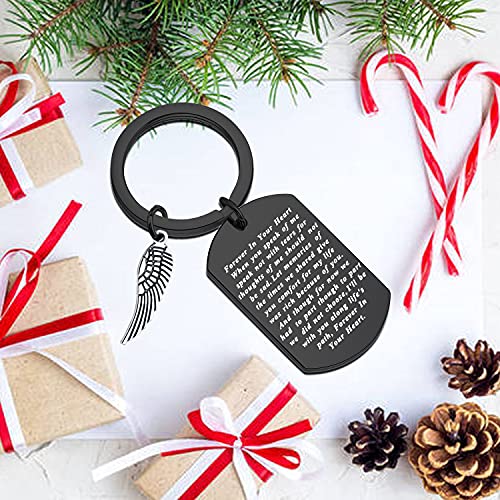 FEELMEM Cardinal Condolence Sympathy Gift Forever in Your Heart Cardinal Poem Memorial Keychain Cardinal Remembrance Gift (black)