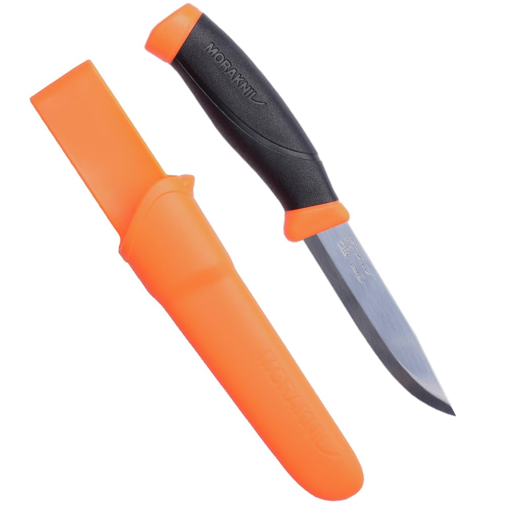 Morakniv Companion Fixed Blade Outdoor Knife with Stainless Steel Blade, 4.1-Inch, Orange (M-11824)