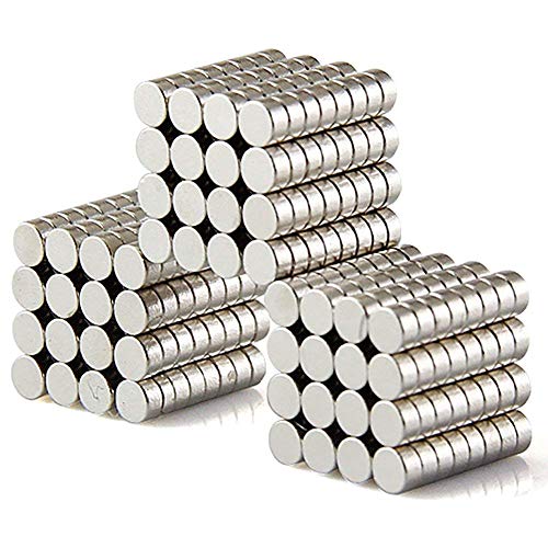 DIYMAG 300 PCS Small Refrigerator Premium Brushed Nickel Fridge, Office Magnets, 6x2 mm