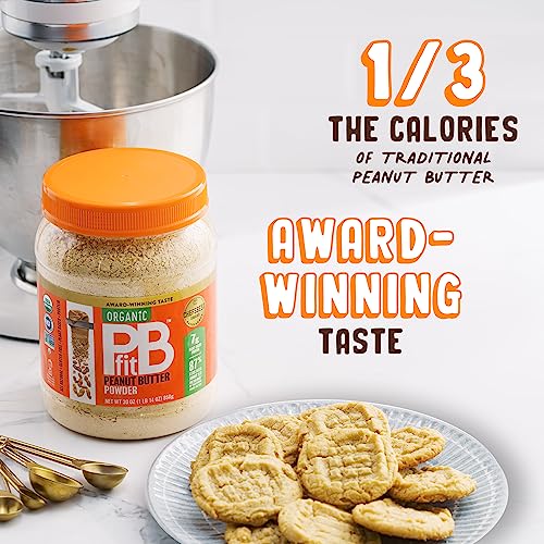 PBfit All-Natural Organic Peanut Butter Powder, Powdered Peanut Spread from Real Roasted Pressed Peanuts, 7g of Protein 7% DV, 30 Ounce (Pack of 1)