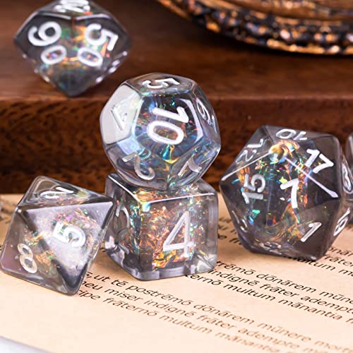 UDIXI 7 Die Polyhedral Dice Set D&D with Anchor Inclusion, Sequins DND Dice for Dungeons and Dragons RPG MTG and Other Tabletop Games