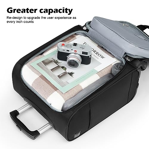 Coolife Underseat Carry On Luggage Suitcase Softside Lightweight Rolling Travel Bag Spinner Suitcase Compact Upright 4 Dual Wheel Bag