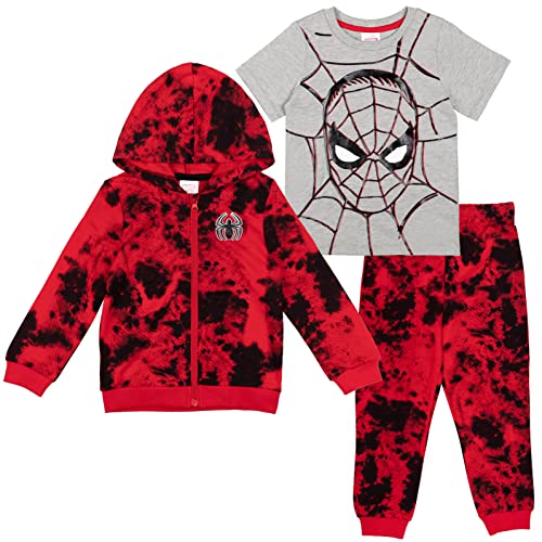 Marvel Spider-Man Toddler Boys French Terry Zip Up Hoodie Graphic T-Shirt Pants Tie Dye Spiderman Red 2T
