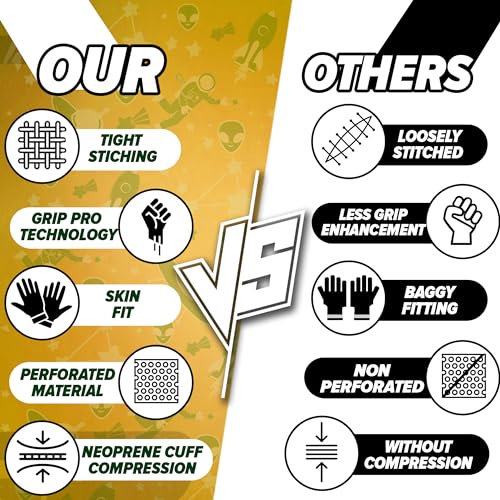 PLAYEUR Alien Grip Infinite Pro Edition Football Gloves –Endless Game – GripPro Tech for Adult, Kids & Youth Football Gloves, No Peel, Ever Tacky (Green Alien, Youth XS/S)