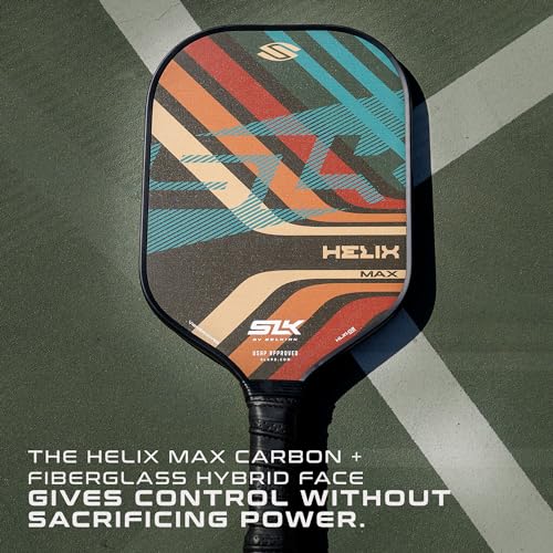 2024 SLK Helix Pro Pickleball Paddle | Carbon Fiber & Fiberglass Hybrid Face | Thermoformed Carbon Fiber Core | Unmatched Control | Grooves