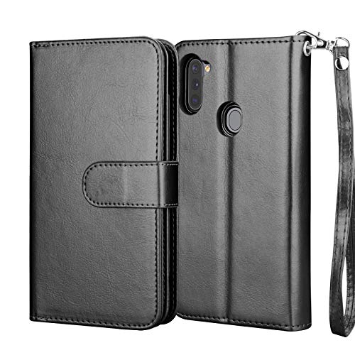 Njjex Galaxy A11 Case, for Samsung Galaxy A11 Wallet Case, [9 Card Slots] PU Leather ID Credit Holder Folio Flip [Detachable] Kickstand Magnetic Phone Cover & Lanyard for Samsung A11 2020 [Black]