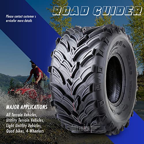 ROADGUIDER Set 4 ATV/UTV Tires 22x7-11 Front & 22x10-9 Rear /6PR 20mm Deep Tread compatible with Honda Recon 250 Suzuki Ozark 250