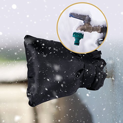 Outdoor Faucet Covers for Winter, SUNDOKI Long Outside Insulated Faucet Covers for Winter Freeze Protection Wall Water Spigot Socks (2 Pack-Black)