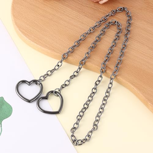 Taouzi Handmade Punk Gothic Jewelry Necklace for Women Heart O-ring Slip Chain Necklace Adjustable Lariat Choker Necklace for Women 24 Inch (Black)